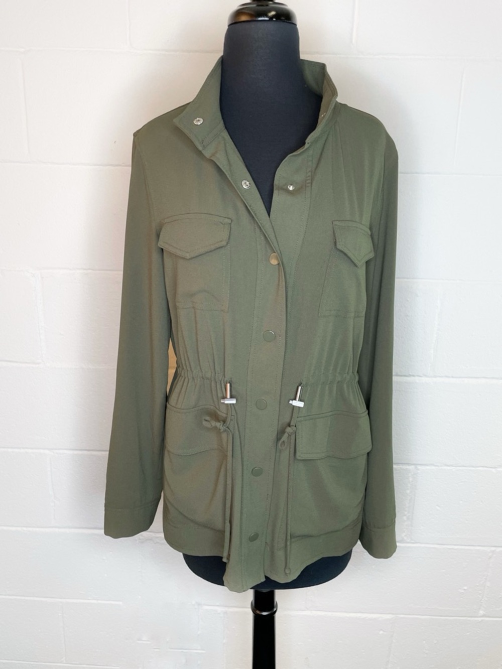 Chelsea & Theodore Womens Olive Green Utility Safari Jacket